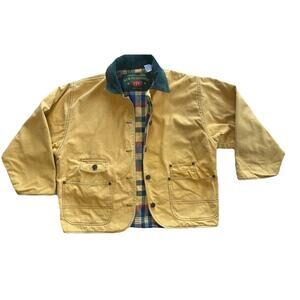 The Place Jacket Boys Size Large Age 10 Yellow Canvas Barn Coat Flannel Lined
